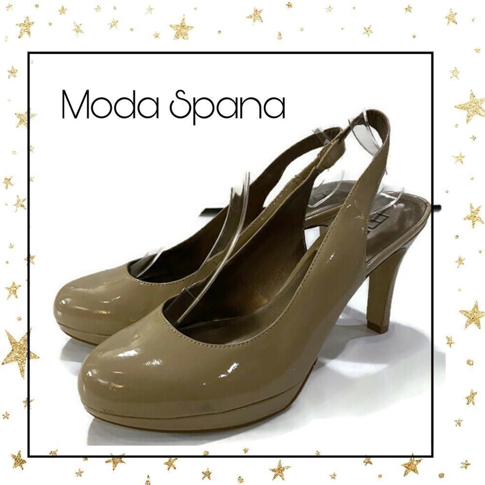 Moda Spana Beige Patent Platform Heels 8.5